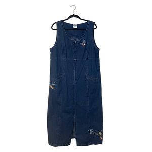 Disney Store ABC Tinkerbell Embroidered Teacher Maxi Denim Dress XL